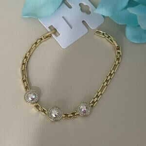 18K Gold Plated XP Womens Bracelet‎ Chain Link Design Cubic Zirconia Adjustable